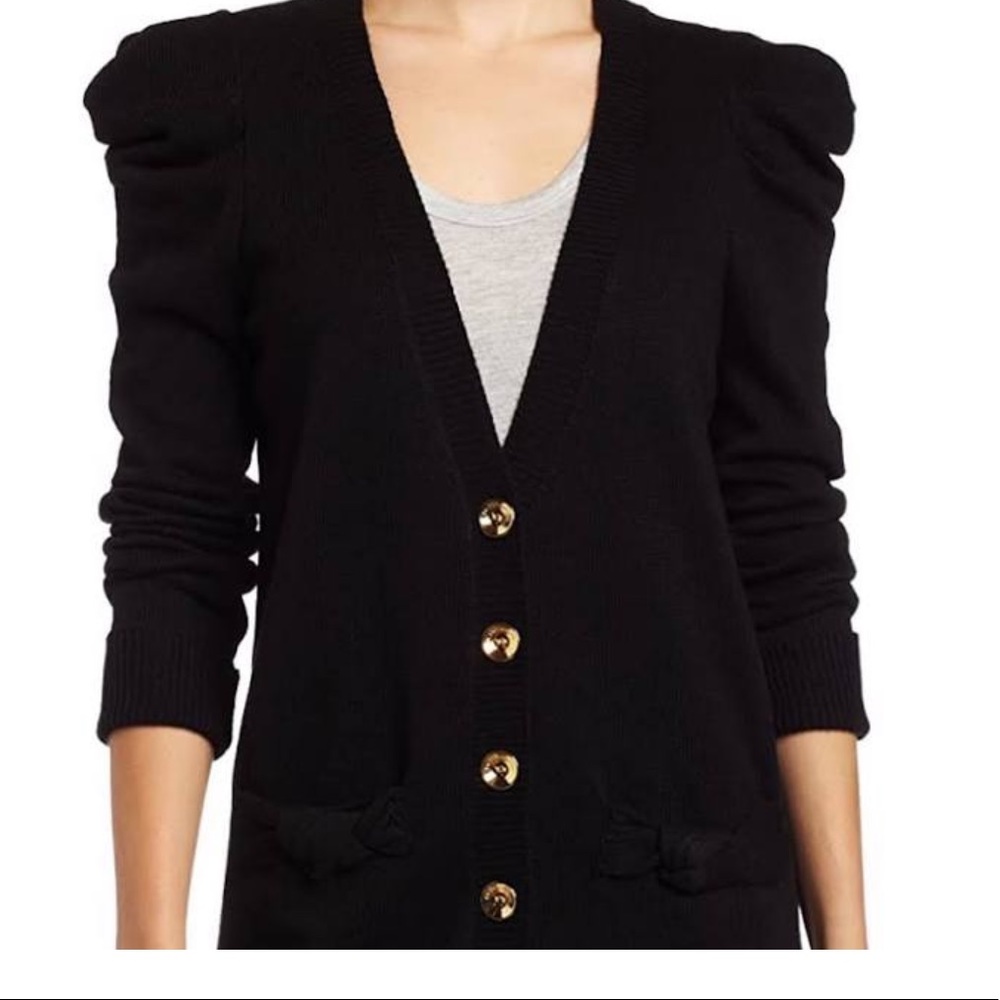 BCBG sweater, black with gold buttons, size M